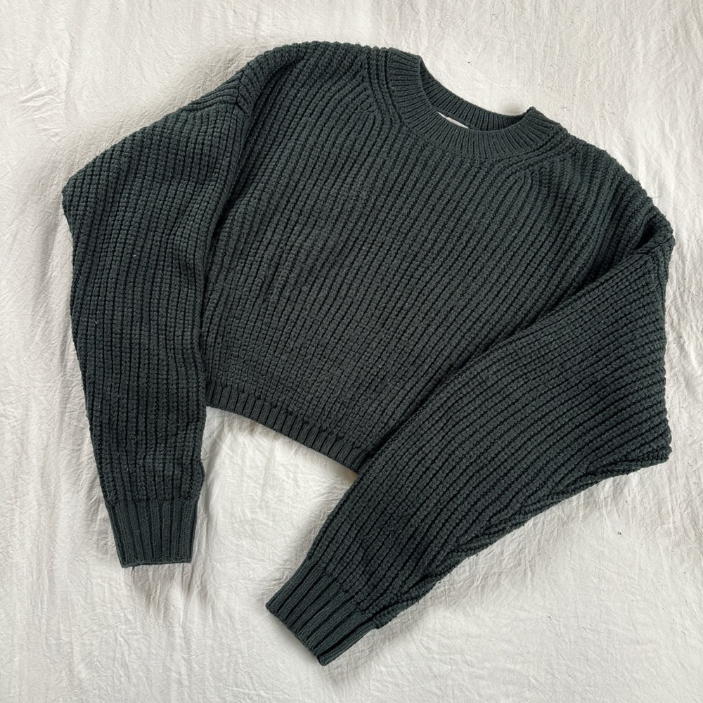 Dark Green Ribbed Sweater